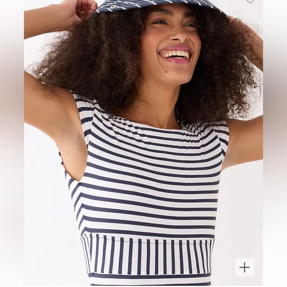 J.Crew Cap-sleeve One Piece Striped Swimsuit